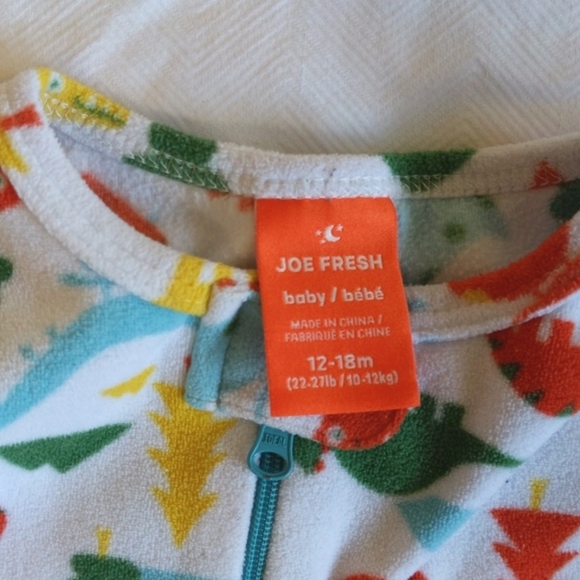 joe fresh dinosaur fleece zipper footie sleeper pajamas 12-18 months baby - Picture 4 of 6